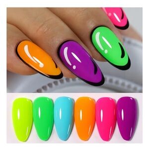 Neon Gel Nail Polish Set — Bright Multi-Color Collection C6